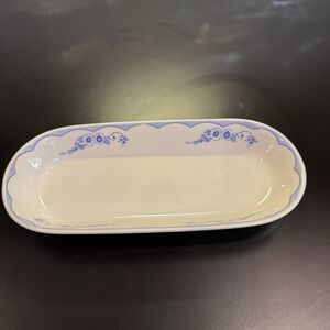 Mayer China Restaurant Ware Relish Dish Aurora Blue & White Made in U.S.A.